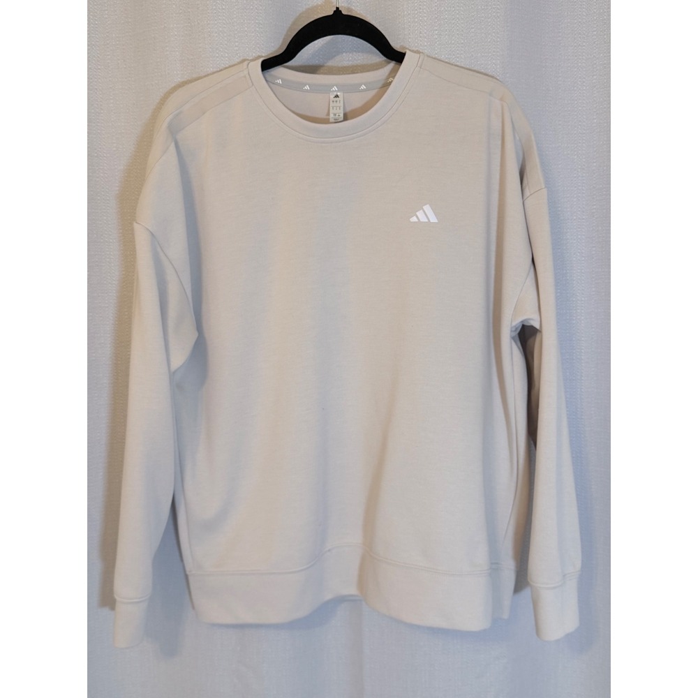 Adidas Sportswear Beige Crewneck Sweatshirt Large 3 Stripe Pullover 62754781-S1